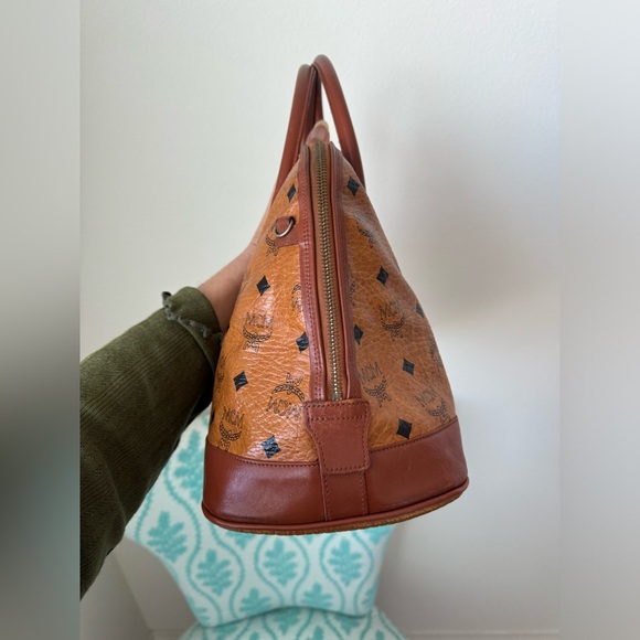 MCM Visetos Heritage Dome Satchel Cognac - Picture 4 of 12
